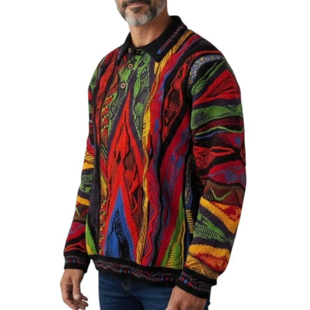 COOGI Australia Rare Vintage Hip-Hop Biggie Smalls 3D Knit Multicolor Sweater - Picture 16 of 17
